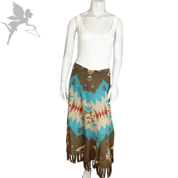 NWT TASHA POLIZZI Cheyenne Tipi Fringe Knit Western Cowgirl Maxi Skirt - Picture 3 of 10